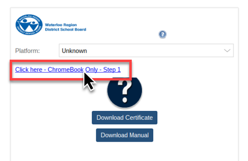 Download the root certificate from the link above the main interface links.